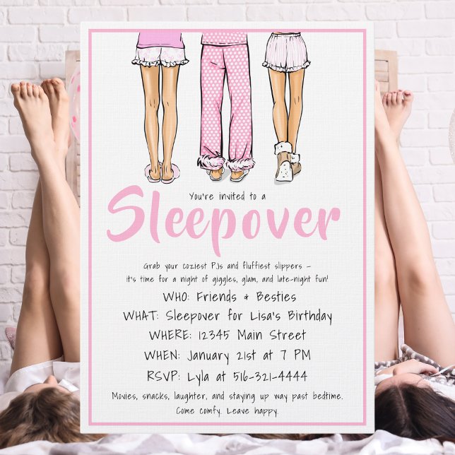 Invitación Fiesta de pijamas de moda / Fiesta de pijamas para (Subido por el creador)