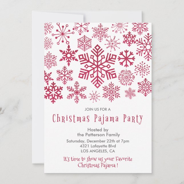 Invitación Fiesta de pijamas de Navidad (Anverso)