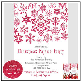 Invitación Fiesta de Pijamas de Navidad Chic Ilustración Copo