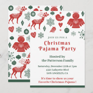 Invitación Fiesta de Pijamas de Navidad Invierno Nórdico Lind