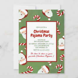 Invitación Fiesta de Pijamas de Navidad Lindo Santa Azúcar Mo