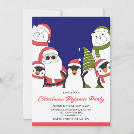 Invitación Fiesta de Pijamas de Navidad Oso Santa Genial Dorm