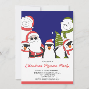 Invitación Fiesta de Pijamas de Navidad Oso Santa Genial Dorm