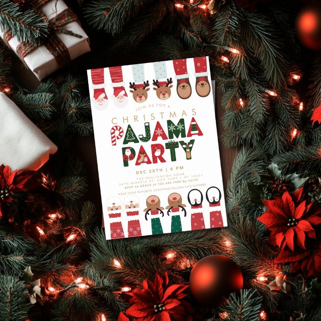 Invitación Fiesta de pijamas de Navidad para niños (Subido por el creador)
