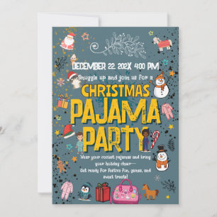 Invitación Fiesta de pijamas de Navidad para niños, noche de