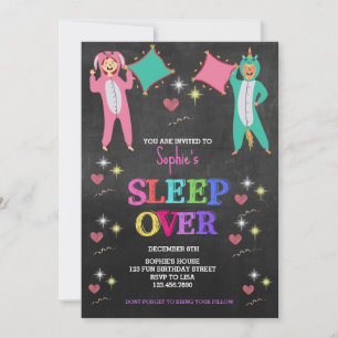 Invitación Fiesta de pijamas de niña, Fiesta de pijama, Cumpl