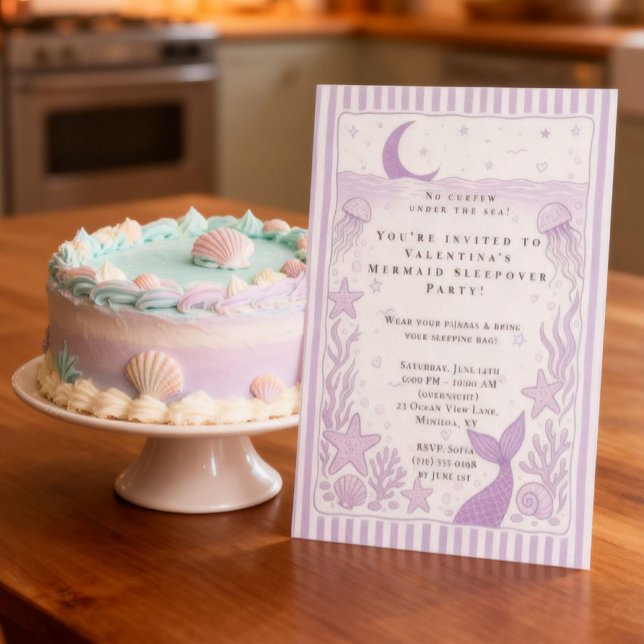 Invitación Fiesta de pijamas de sirena bajo el mar  (Subido por el creador)