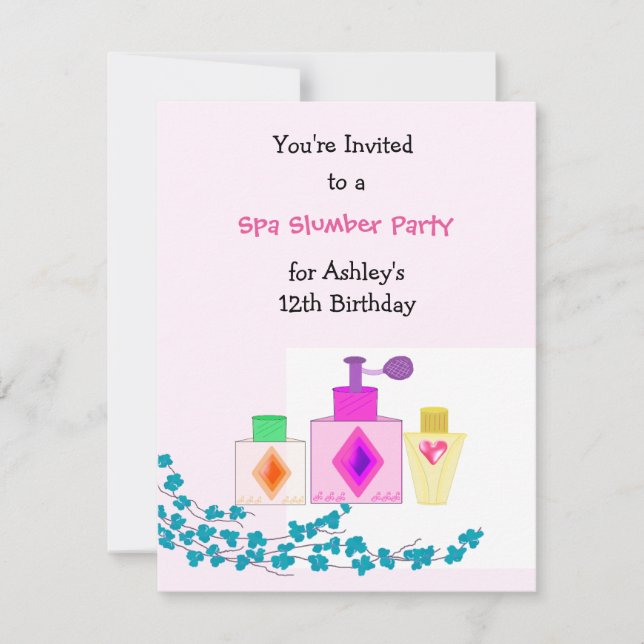Invitación Fiesta de pijamas de spa femenino (Anverso)