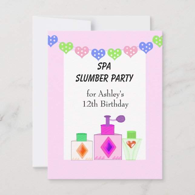 Invitación Fiesta de pijamas de spa para niñas (Anverso)