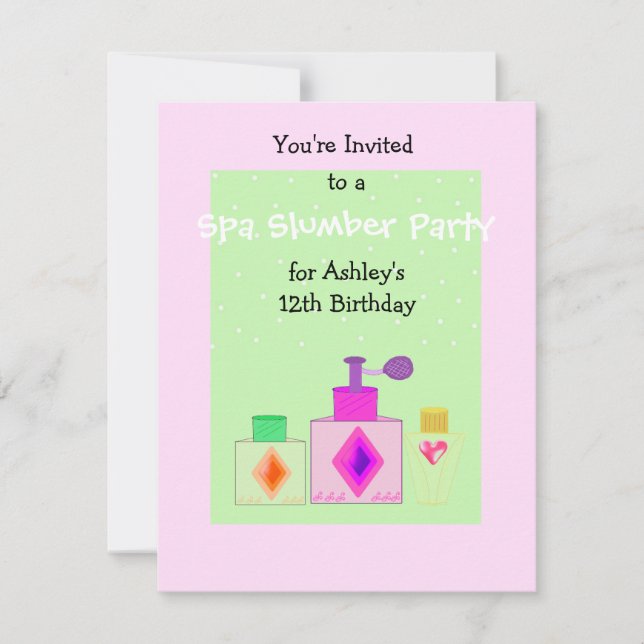 Invitación Fiesta de pijamas de spa para niñas (Anverso)
