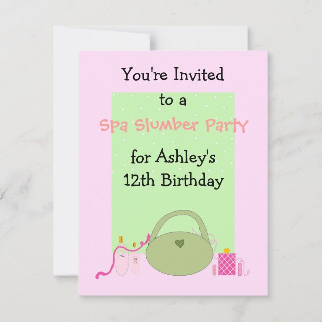 Invitación Fiesta de pijamas de spa para niñas (Anverso)