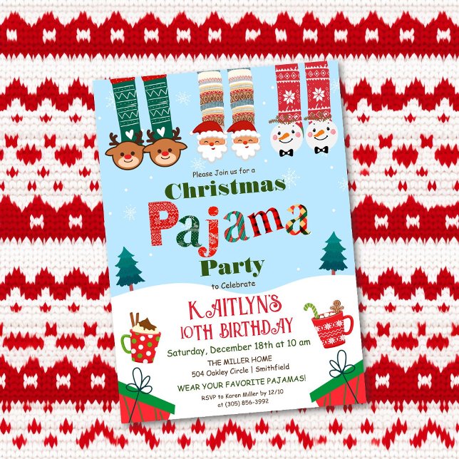 Invitación Fiesta de pijamas de vacaciones de Navidad (Subido por el creador)