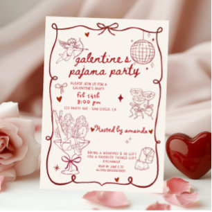 Invitación Fiesta de pijamas del Día de San Valentín