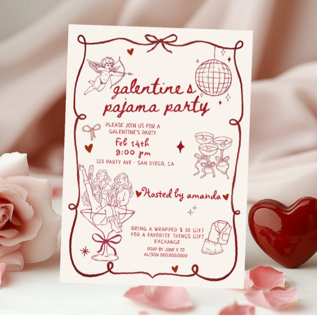 Invitación Fiesta de pijamas del Día de San Valentín (Subido por el creador)