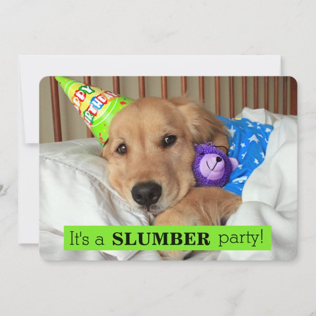 Invitación Fiesta de pijamas del Sleepover del perro del (Anverso)