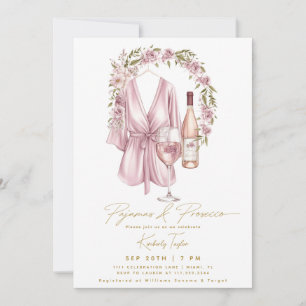 Invitación Fiesta de Pijamas Despedida de Soltera Prosecco