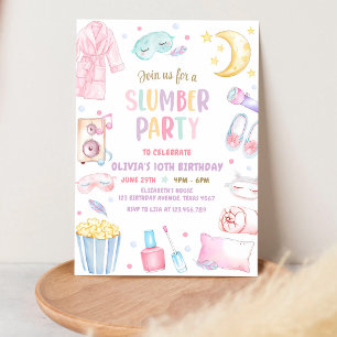 Invitación Fiesta de pijamas en el Spa Rosa para cumpleaños 1
