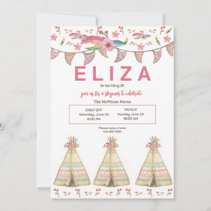 Invitación Fiesta de pijamas en tipi