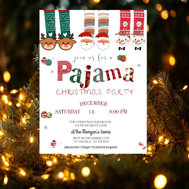 Invitación Fiesta de pijamas navideñas lindas (Subido por el creador)