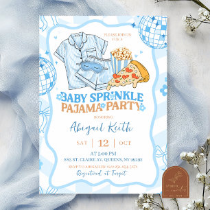 Invitación Fiesta de pijamas para baby sprinkle retro pastel 
