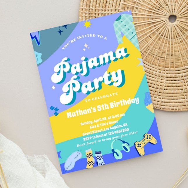 Invitación Fiesta de pijamas para jugar para chicos Fiesta de (boys pajama party invite, sleepover invitation boy, gaming birthday invite, boys birthday invitation)