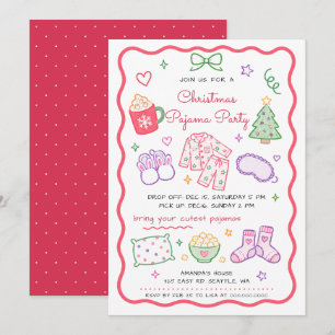 Invitación Fiesta de pijamas para niños, fiesta de Navidad