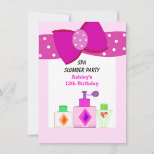 Invitación Fiesta de pijamas Pink Bow Spa
