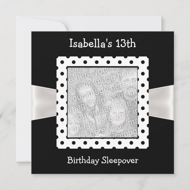 Invitación Fiesta de pijamas por 13 cumpleaños Foto de mancha (Anverso)