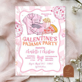 Invitación Fiesta de pijamas retro de Galentine's rosa suave