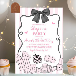 Invitación Fiesta de pijamas rosa caprichosa dibujada a mano