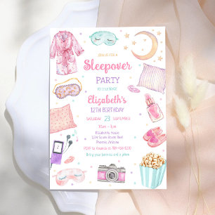 Invitación Fiesta de pijamas Spa noche de mimos cumpleaños 