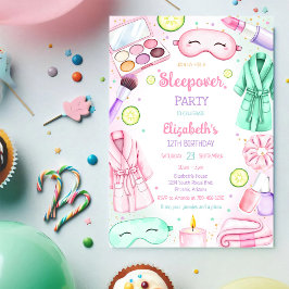 Invitación Fiesta de pijamas Spa noche de relax cumpleaños 