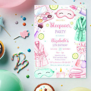 Invitación Fiesta de pijamas Spa noche de relax cumpleaños 
