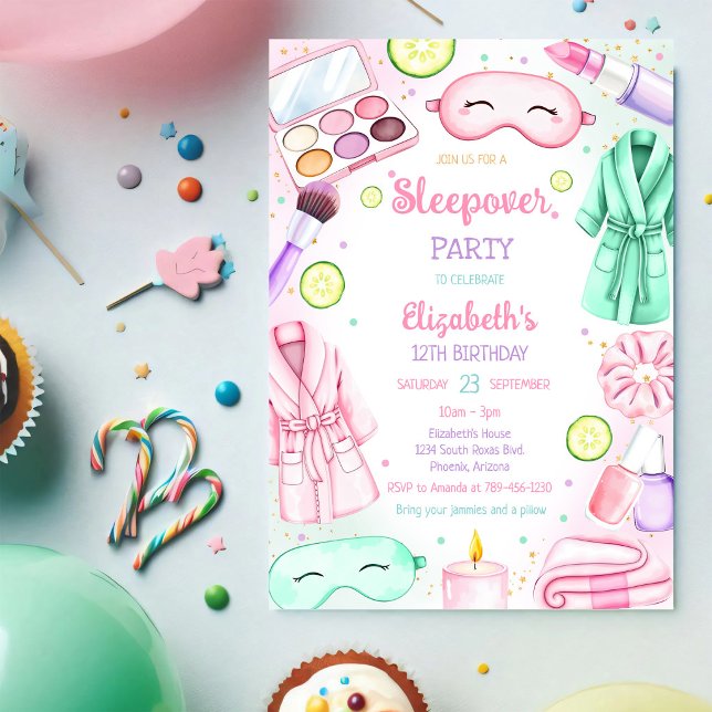Invitación Fiesta de pijamas Spa noche de relax cumpleaños  (Subido por el creador)