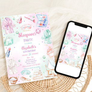 Invitación Fiesta de pijamas Spa sueño mimar cumpleaños