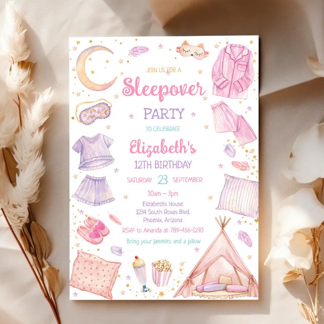 Invitación Fiesta de pijamas spa sueño mimar cumpleaños (Subido por el creador)