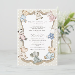 Invitación Fiesta de Pijamas Tema Animal Baby Shower