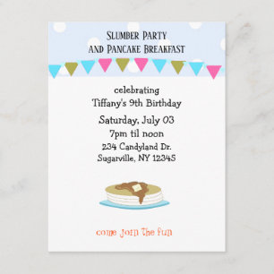 Invitación Fiesta de pijamas y desayuno de panqueques