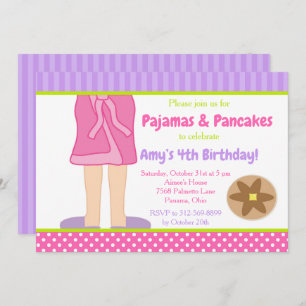 Invitación Fiesta de pijamas y panqueques de traje