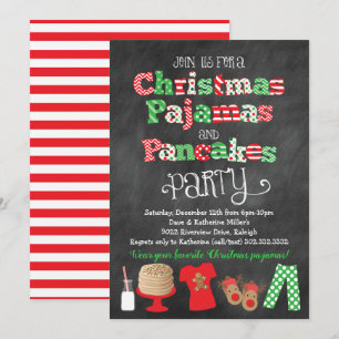 Invitación Fiesta de pijamas y panqueques navidades