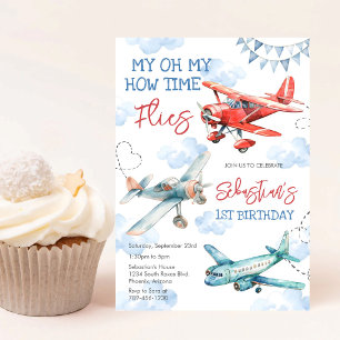 Invitación Fiesta de Piloto de Avión Cómo Vuela el Tiempo Cum