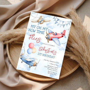 Invitación Fiesta de Piloto de Avión Cómo Vuela el Tiempo Cum