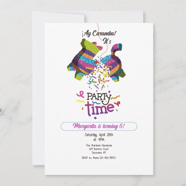 Invitación Fiesta de Piñata  (Anverso)