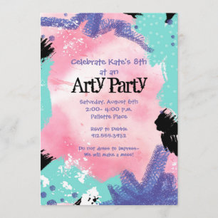 Invitación Fiesta de pintura abstracta invitada