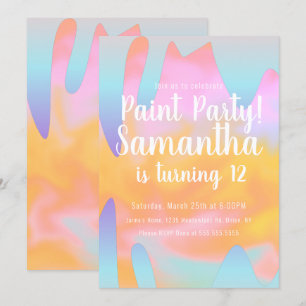 Invitación Fiesta de pintura colorida que gotea cumpleaños de