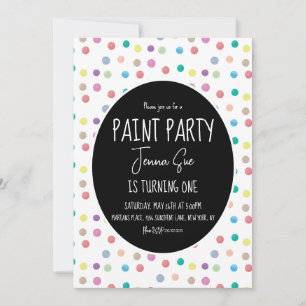 Invitación Fiesta de pintura con puntos de acuarela para prim