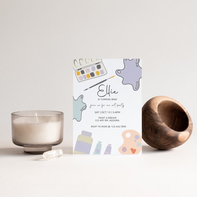 Invitación Fiesta de pintura, cumpleaños de arte, cualquier e (Subido por el creador)