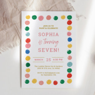 Invitación Fiesta de pintura de arte Chica de pintura Niños d