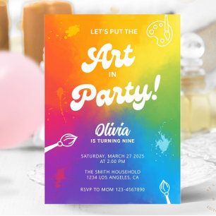 Invitación Fiesta de Pintura de Artes y Manualidades Tie Dye