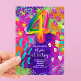 Invitación Fiesta de pintura de cumpleaños número 4